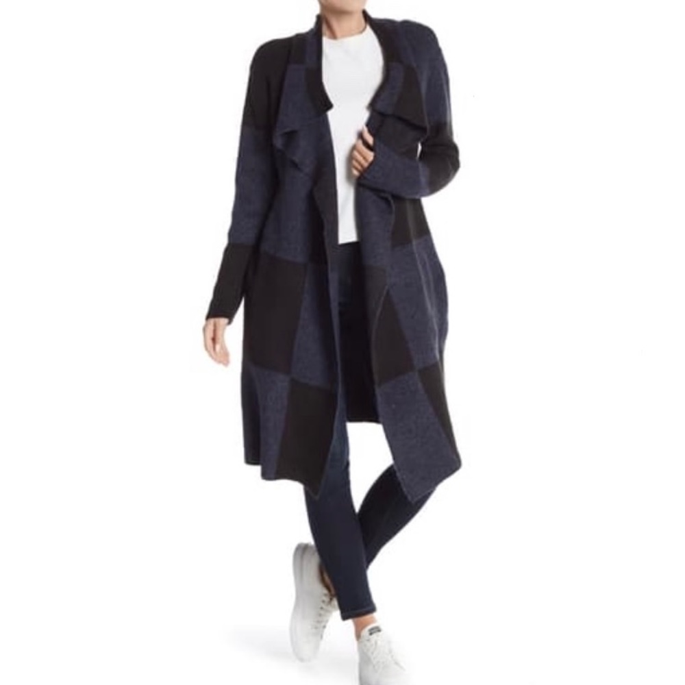 JOSEPH A Drape Front Buffalo Plaid Cardigan